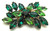 Fleur De Lis 1950's Pin Emerald Rhinestone Crystal Brooch