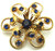 Royal Blue Rhinestone 1950's Pin Brooch Crystal Abstract