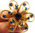 Royal Blue Rhinestone 1950's Pin Brooch Crystal Abstract