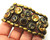 Signed Cookie Lee Bracelet Rhinestone Crystal Brassy Stretch