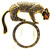 Panther Cougar Leopard Pin Rhinestone Crystal 1980's Circle Brooch