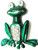 Frog Pin Rhinestone Crystal Brooch Big Eye Happy Irish Emerald Green