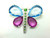 Butterfly Pin Aqua Lucite Silver Rhinestone Crystal Brooch