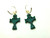 Celtic Cross Irish Knot Earrings Pagan Kelly Green Swarovski Crystal