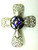 Christian Cross Pin Crucifix Amethyst Cubic Zirconia Crystal Signed Kia's