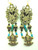 Vintage Egyptian King Tut Earrings Turquoise Beaded Chandelier DazzleCity