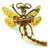Dragonfly Pin Trembler Amethyst Rhinestone Crystal Motion Brooch