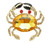 Amber Crab  Zodiac Sign Pin Crustacean Rhinestone Crystal Brooch DazzleCity 