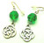 Sterling Silver Celtic Knot Irish Earrings Green Swarovski Crystal