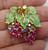 Vtg Red Wine Grape Pin Vineyard Vine Bunch AB Rhinestone Crystal DazzleCity