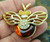 Bee Pin Honey Lucite Rhinestone Crystal Bug OOAK