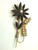 Flower Cattail Pin Brooch Jet Black AB Rhinestone Crystal