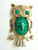 Owl Bird Pin Brooch Signed Gerry's Mottled Glass