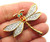 Dragonfly Pin Bug Emerald Green Rhinestone Crystal Brooch