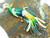 Peacock Pin Parrot HUGE Brooch Emerald Enamel Rhinestone Crystal