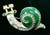 Snail Slug Escargot Pin Rhinestone Crystal Ocean Brooch