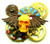 Steampunk Skull Wings Pin Watch Gears Rhinestone Grim Reaper