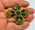 Shamrock St Patrick Pin Four Leaf Clover Brooch Rhinestone Crystal OOAK BeadRage