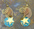 Star Earrings Pierced Patina Bead Beaded Brass Boho