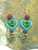 Love Heart Earrings Pierced Patina Bead Brass Boho