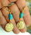 Hieroglyph Coin Earrings Egyptian Revival Cartouche Turquoise