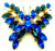 Butterfly Pin Cobalt Blue Rhinestone Crystal Brooch DazzleCity