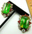 1940's Vaseline Rhinestone Earrings Re-purposed Glass DazzleCity