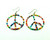 World Peace Sign Earrings Pierced Reggae Hippie Rasta