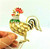 Rooster Pin Brooch Chicken Rhinestone Crystal Optic MOP