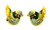 Mallard Duck Clip Earrings Rhinestone Crystal 1980's