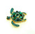 Turtle Brooch Pin Tortoise Emerald Green Rhinestone Crystals