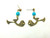 Egyptian Earrings Tut Lotus Flower Turquoise