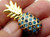 Pineapple Pin Fruit Sapphire Aquamarine Rhinestone Crystal Pina Colada