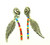 Concho Feather Earrings Pierced Beaded Southwestern