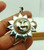 Sunflower Moon Pendant Sterling Silver 3-d Stamped Large