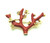 Coral Branch Pin Enameled Rhinestone Crystal Brooch