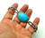 Modern Turquoise Bracelet Toggle Silver Plate Link 8"