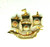 Spanish Galleon Ship Pin Damascene Spain Brooch Stamped