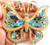 Butterfly Pin Aqua Sapphire Rhinestone Crystal Bold Statement