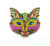 Cat Pin Mardi Gras Mosaic Brooch Carnival Rhinestone Crystal