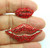 Red Lips Pin Ruby Red Rhinestone Crystal Brooch 2 Pcs