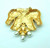 2 Horse Head Brooch Pin Rhinestone Pearl Matt Gold NBW