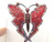 Red Rhinestone Butterfly Pin Brooch Glass 200+ Stones