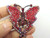 Red Rhinestone Butterfly Pin Brooch Glass 200+ Stones