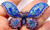 Rhinestone Butterfly Pin Brooch Glass Mosaic Look Blues