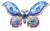 Rhinestone Butterfly Pin Brooch Glass Mosaic Look Blues