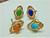 4 Scarab Rings Egyptian Vintage Lot  German Glass BeadRage