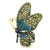 Stunning Butterfly Pin Brooch Rhinestone Blues Crystal BeadRage