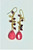 Rhodonite Swarovski Crystal Earrings 5301 4mm Siam OOAK BeadRage