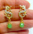 Dragon Earrings Chrysoprase Nephrite Jade Rhinestone Crystal Elegant DazzleCity